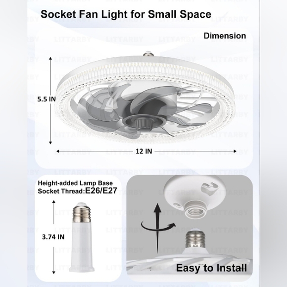 New Socket Fan With Light - Picture 4 of 5